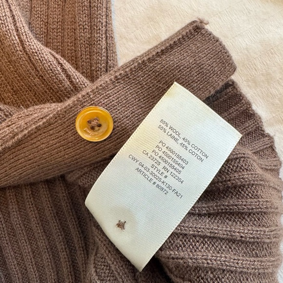 Wilfred Chocolate Brown Merino Wool Ribbed V-Neck Cardigan XS - Picture 5 of 5